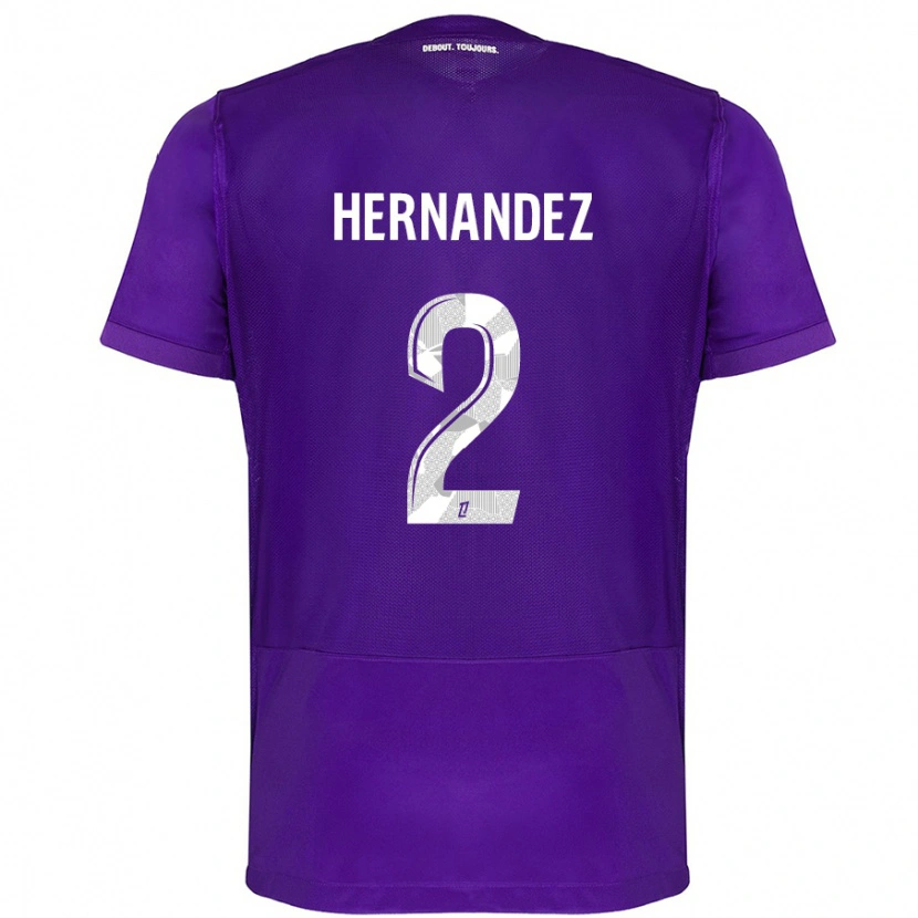 Danxen Niño Camiseta Lucie Hernandez #2 Morado Blanco 1ª Equipación 2024/25 La Camisa