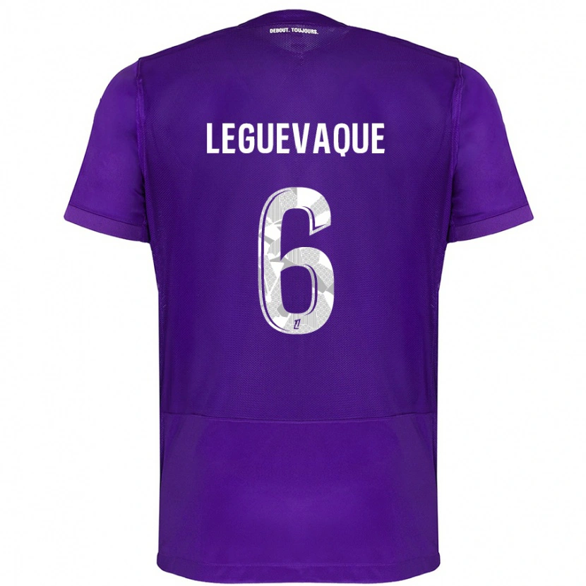 Danxen Niño Camiseta Laurie Leguevaque #6 Morado Blanco 1ª Equipación 2024/25 La Camisa