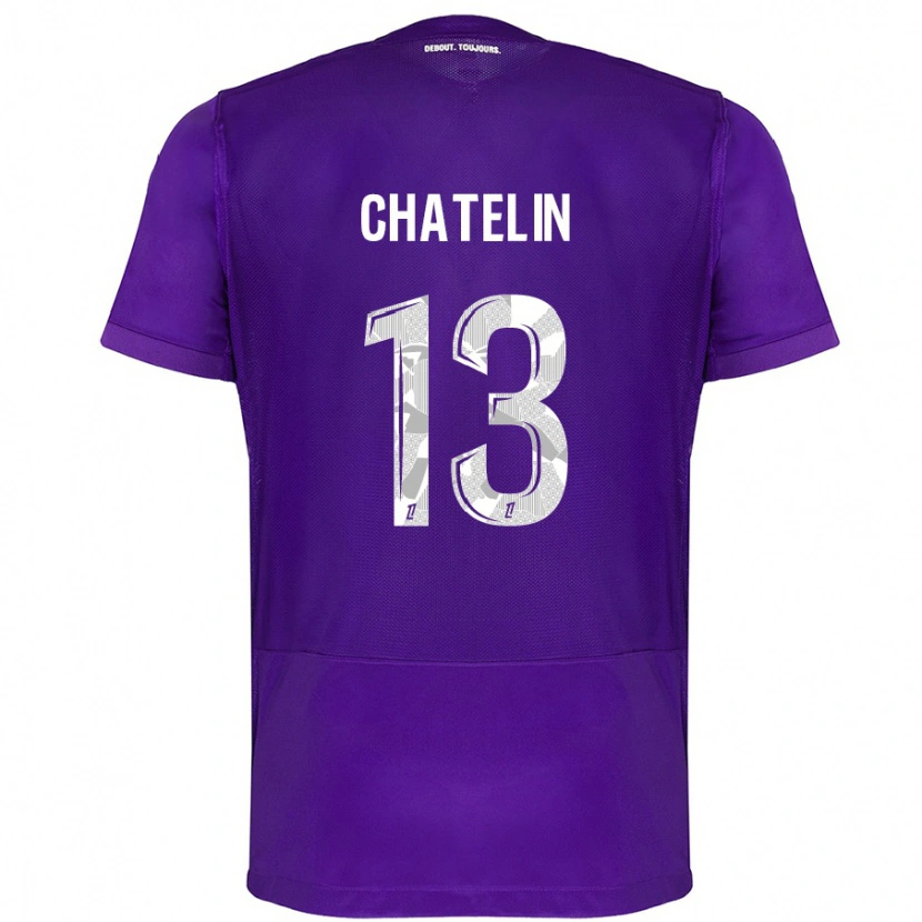 Danxen Niño Camiseta Delphin Chatelin #13 Morado Blanco 1ª Equipación 2024/25 La Camisa