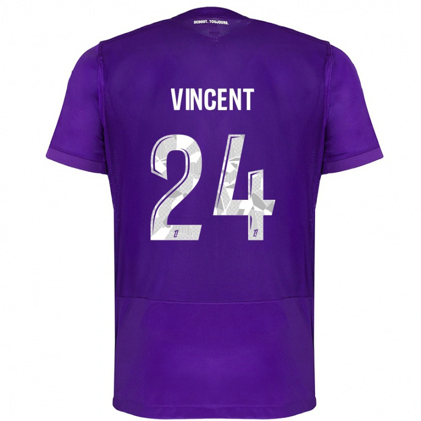 Danxen Niño Camiseta Magalie Vincent #24 Morado Blanco 1ª Equipación 2024/25 La Camisa