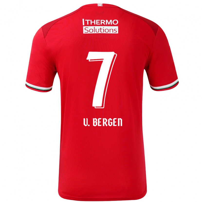 Danxen Niño Camiseta Mitchell Van Bergen #7 Rojo Blanco 1ª Equipación 2024/25 La Camisa