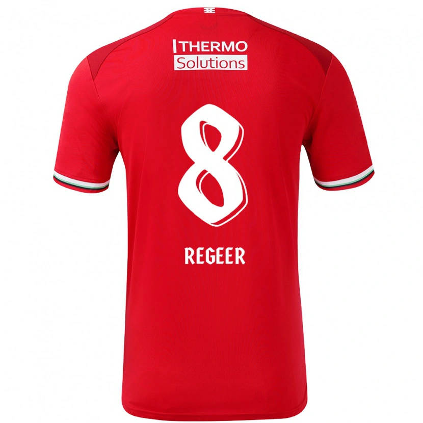 Danxen Niño Camiseta Youri Regeer #8 Rojo Blanco 1ª Equipación 2024/25 La Camisa