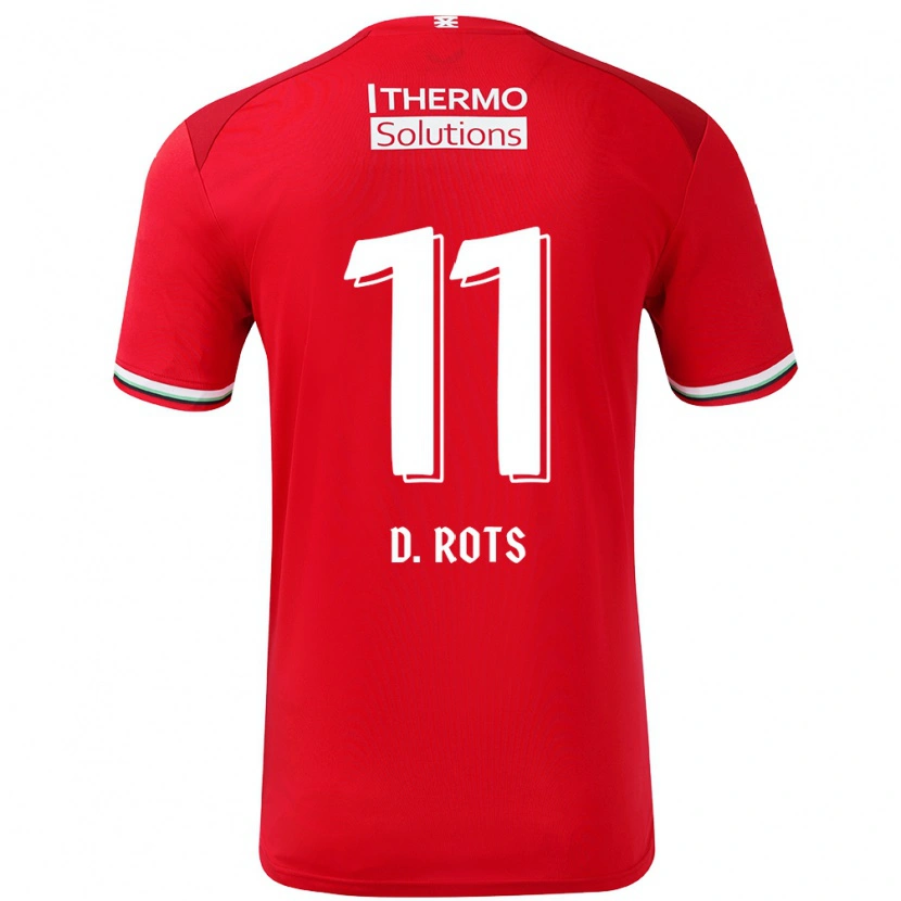 Danxen Niño Camiseta Daan Rots #11 Rojo Blanco 1ª Equipación 2024/25 La Camisa