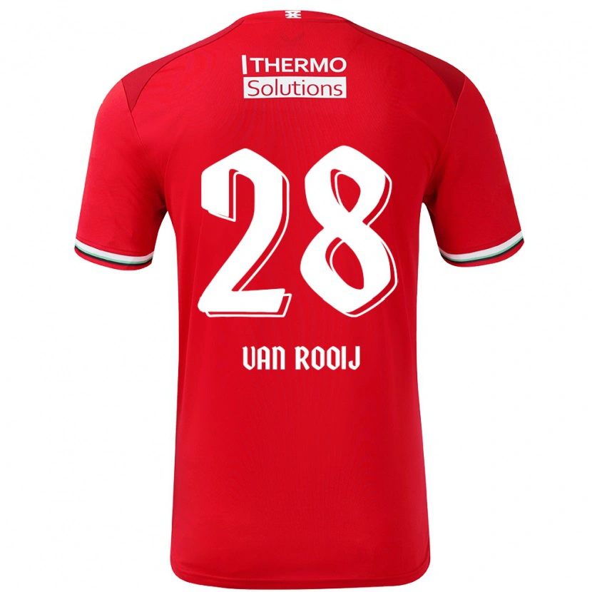 Danxen Niño Camiseta Bart Van Rooij #28 Rojo Blanco 1ª Equipación 2024/25 La Camisa