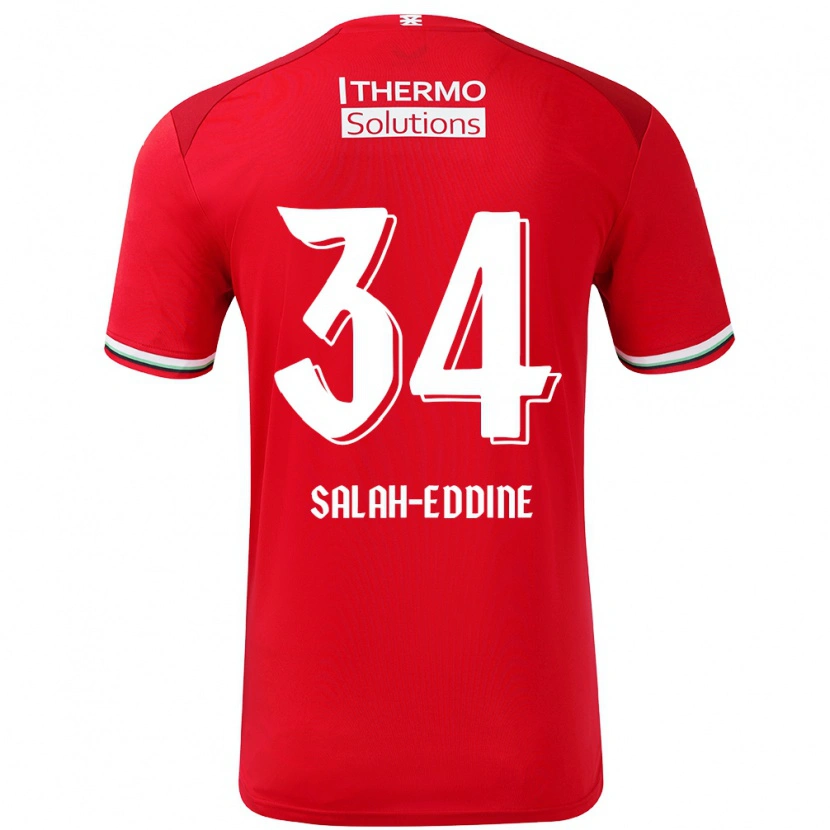 Danxen Niño Camiseta Anass Salah-Eddine #34 Rojo Blanco 1ª Equipación 2024/25 La Camisa