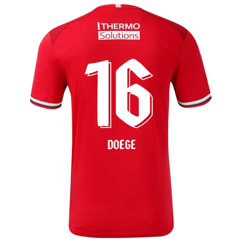 Danxen Niño Camiseta Leonie Doege #16 Rojo Blanco 1ª Equipación 2024/25 La Camisa