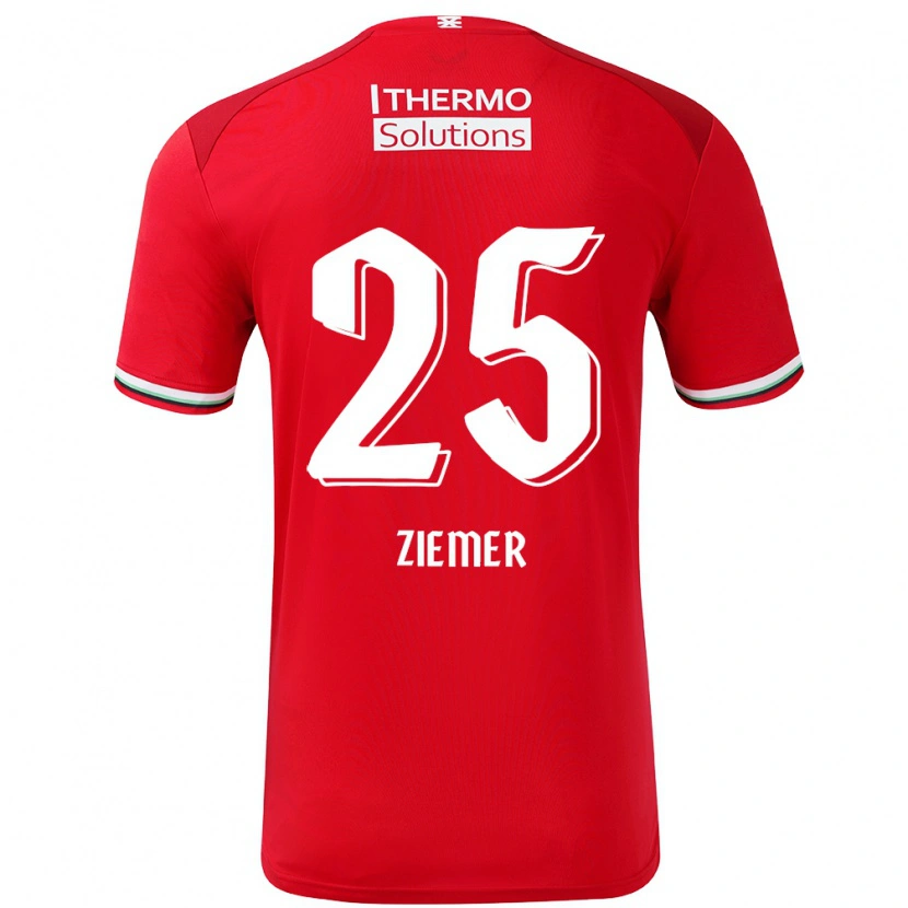 Danxen Niño Camiseta Taylor Ziemer #25 Rojo Blanco 1ª Equipación 2024/25 La Camisa