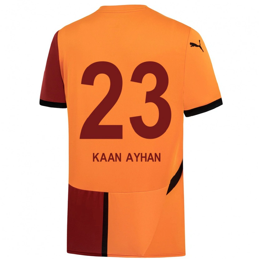 Danxen Niño Camiseta Kaan Ayhan #23 Amarillo Rojo 1ª Equipación 2024/25 La Camisa