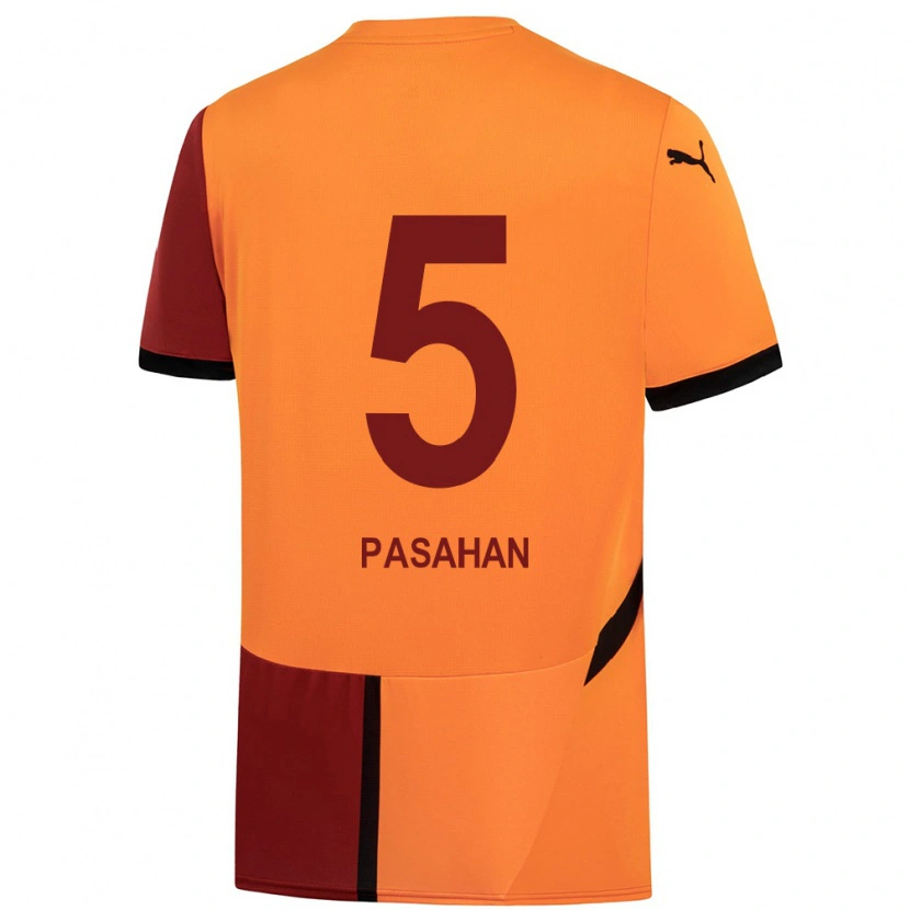 Danxen Niño Camiseta Eren Paşahan #5 Amarillo Rojo 1ª Equipación 2024/25 La Camisa