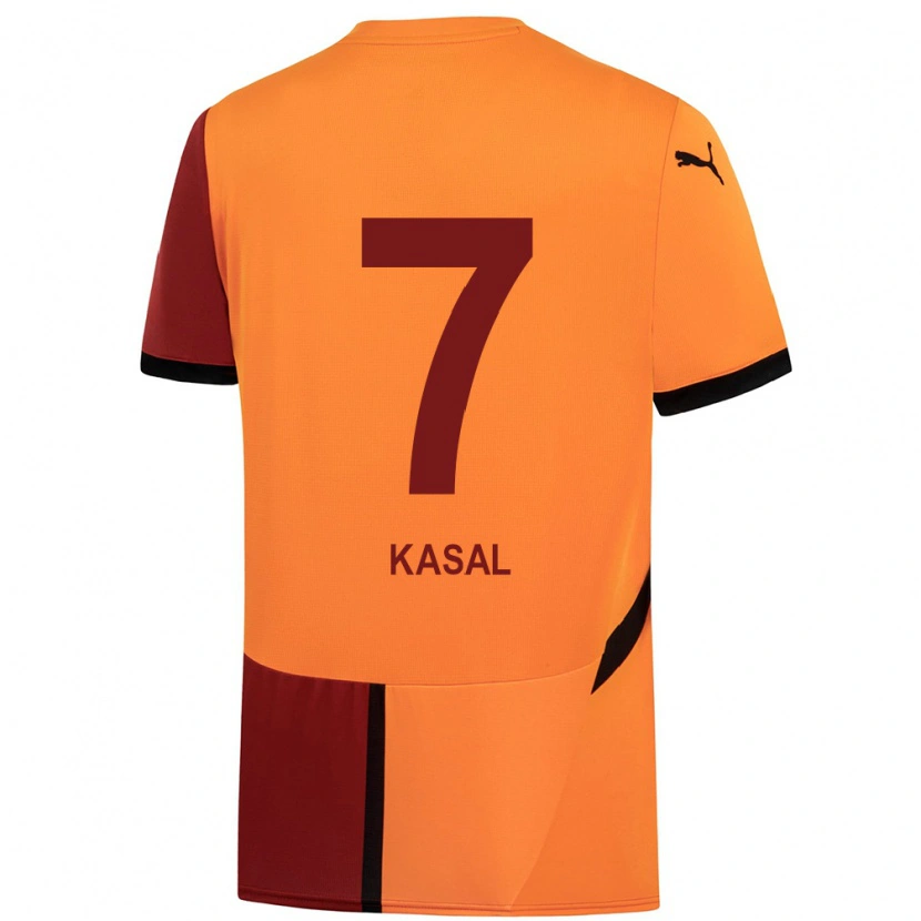 Danxen Niño Camiseta Yasin Kasal #7 Amarillo Rojo 1ª Equipación 2024/25 La Camisa