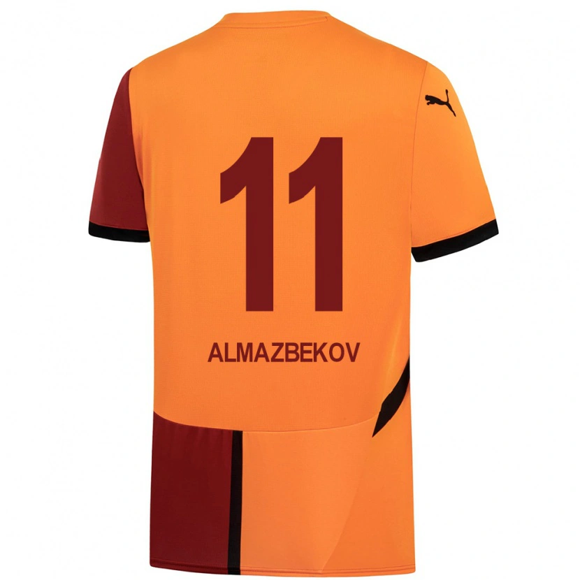 Danxen Niño Camiseta Beknaz Almazbekov #11 Amarillo Rojo 1ª Equipación 2024/25 La Camisa