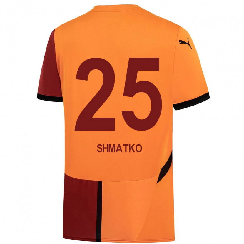 Danxen Niño Camiseta Lyubov Shmatko #25 Amarillo Rojo 1ª Equipación 2024/25 La Camisa