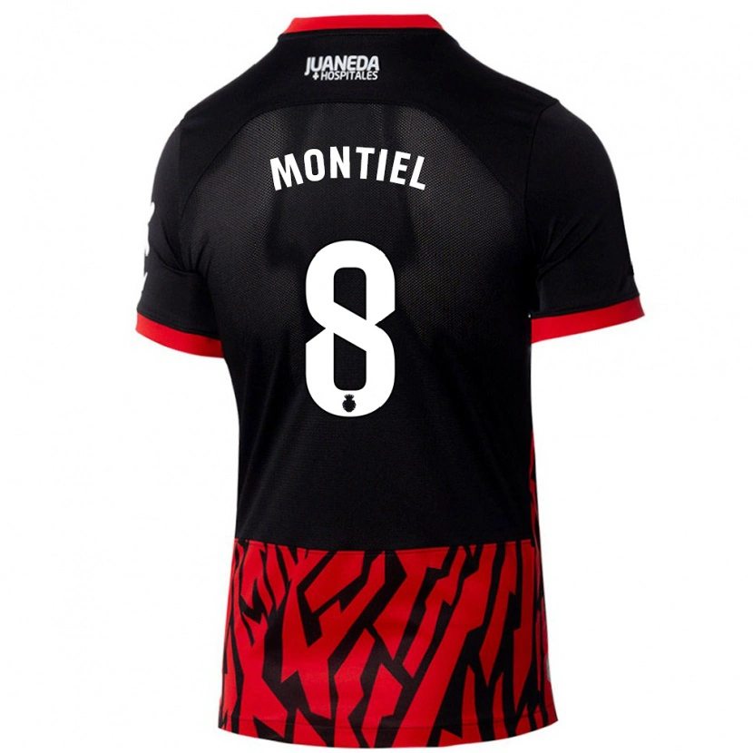 Danxen Niño Camiseta Luis Montiel #8 Negro Rojo 1ª Equipación 2024/25 La Camisa