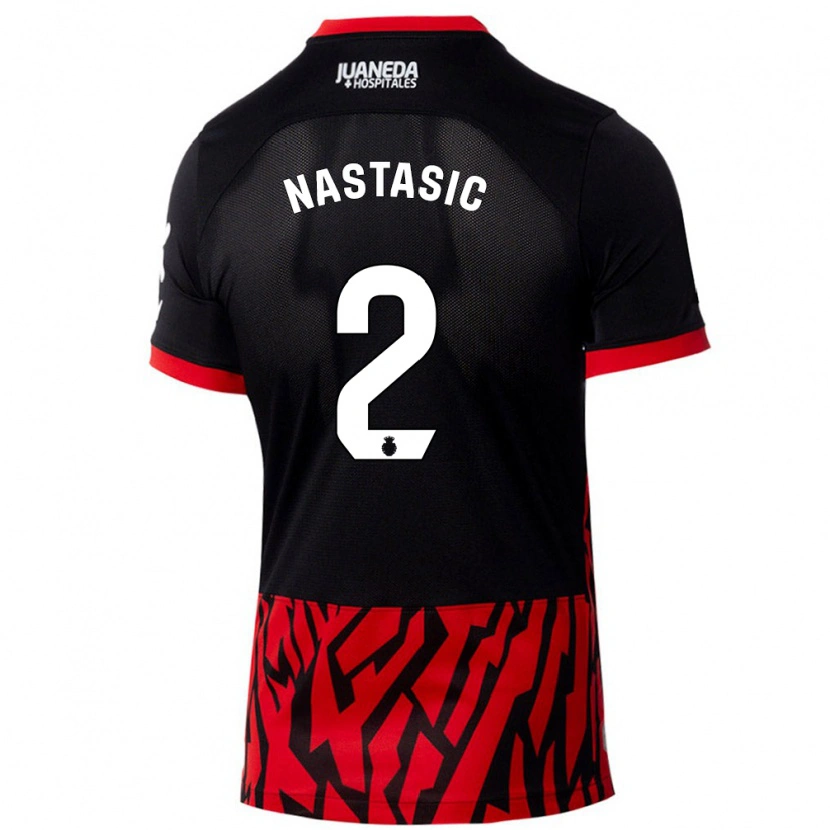 Danxen Niño Camiseta Matija Nastasic #2 Negro Rojo 1ª Equipación 2024/25 La Camisa