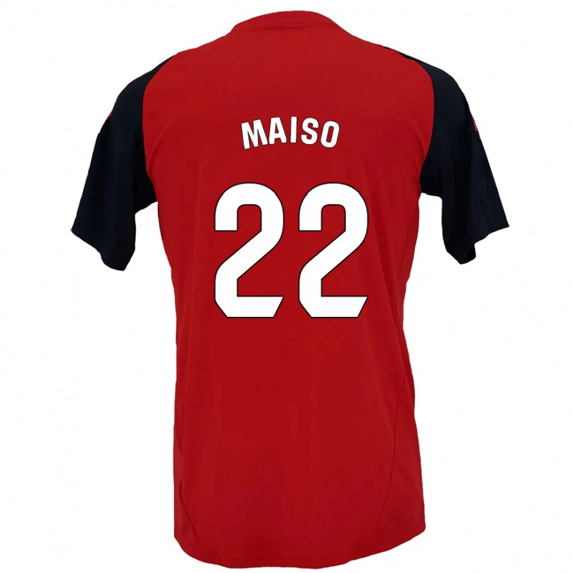 Danxen Niño Camiseta Álvaro Maiso #22 Rojo Negro 1ª Equipación 2024/25 La Camisa