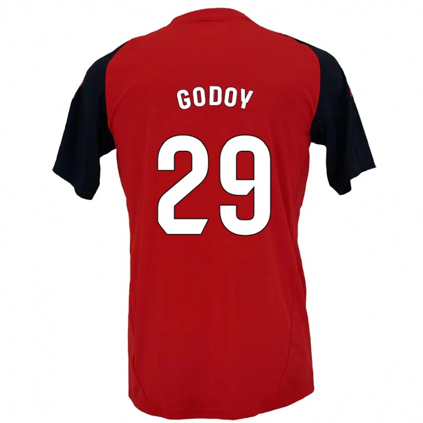 Danxen Niño Camiseta Alan Godoy #29 Rojo Negro 1ª Equipación 2024/25 La Camisa