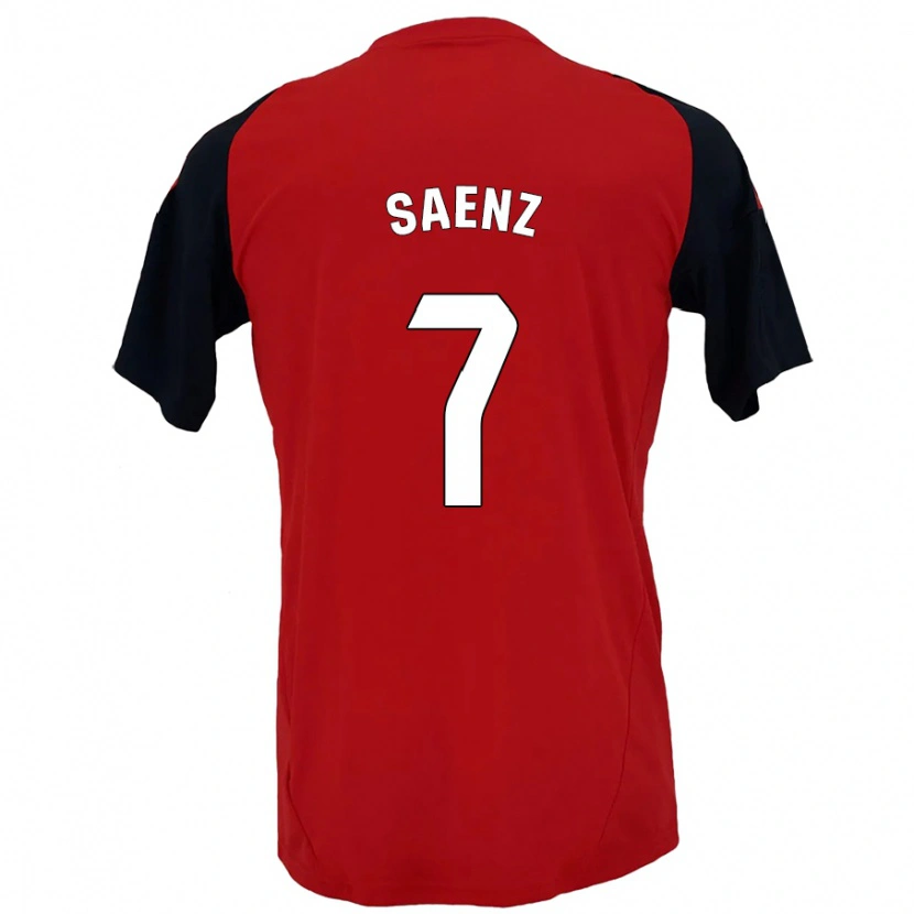 Danxen Niño Camiseta Raúl Sáenz #7 Rojo Negro 1ª Equipación 2024/25 La Camisa