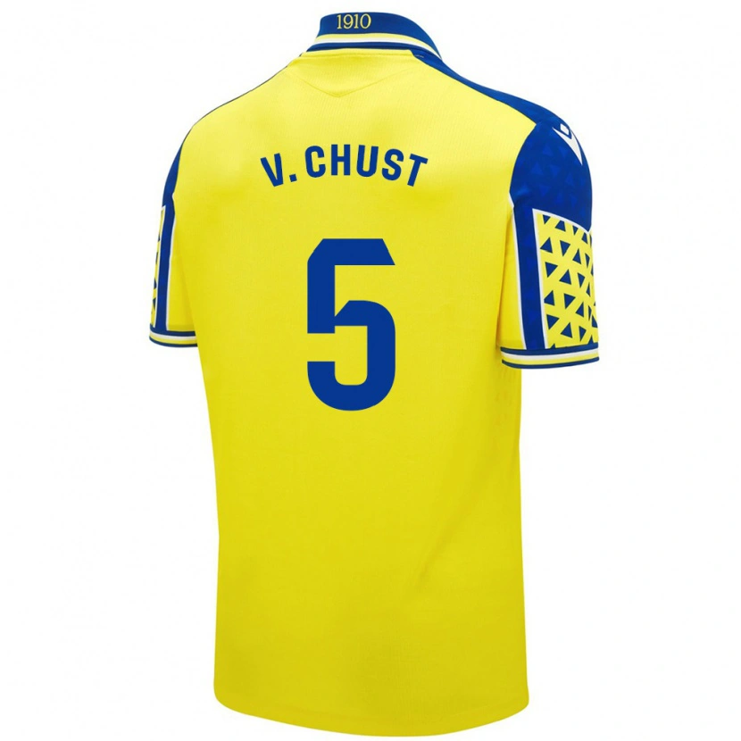 Danxen Niño Camiseta Víctor Chust #5 Amarillo Azul 1ª Equipación 2024/25 La Camisa