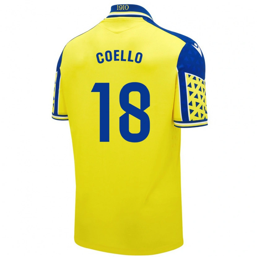 Danxen Niño Camiseta María Del Carmen Coello Vidal #18 Amarillo Azul 1ª Equipación 2024/25 La Camisa