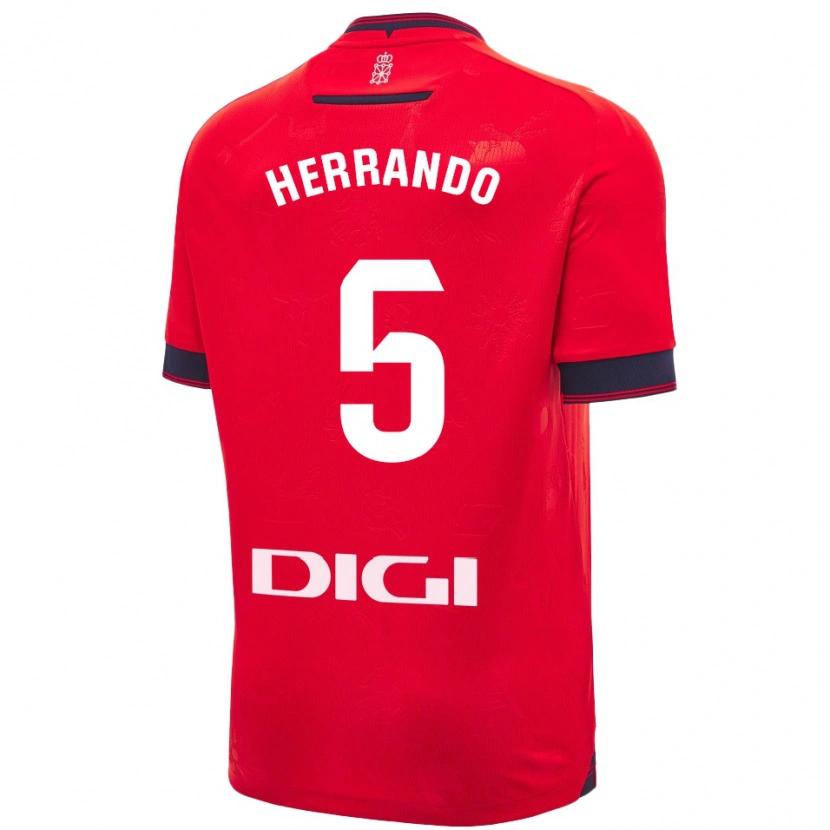 Danxen Niño Camiseta Jorge Herrando #5 Rojo Blanco 1ª Equipación 2024/25 La Camisa