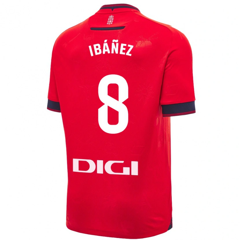 Danxen Niño Camiseta Pablo Ibáñez #8 Rojo Blanco 1ª Equipación 2024/25 La Camisa