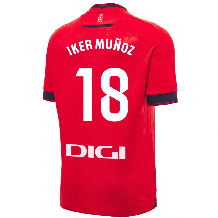 Danxen Niño Camiseta Iker Muñoz #18 Rojo Blanco 1ª Equipación 2024/25 La Camisa