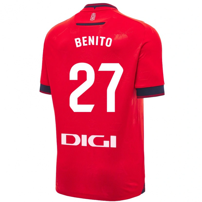 Danxen Niño Camiseta Iker Benito #27 Rojo Blanco 1ª Equipación 2024/25 La Camisa