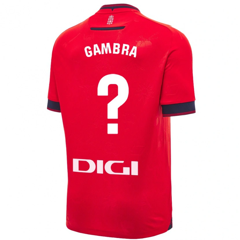 Danxen Niño Camiseta Javi Gambra #0 Rojo Blanco 1ª Equipación 2024/25 La Camisa