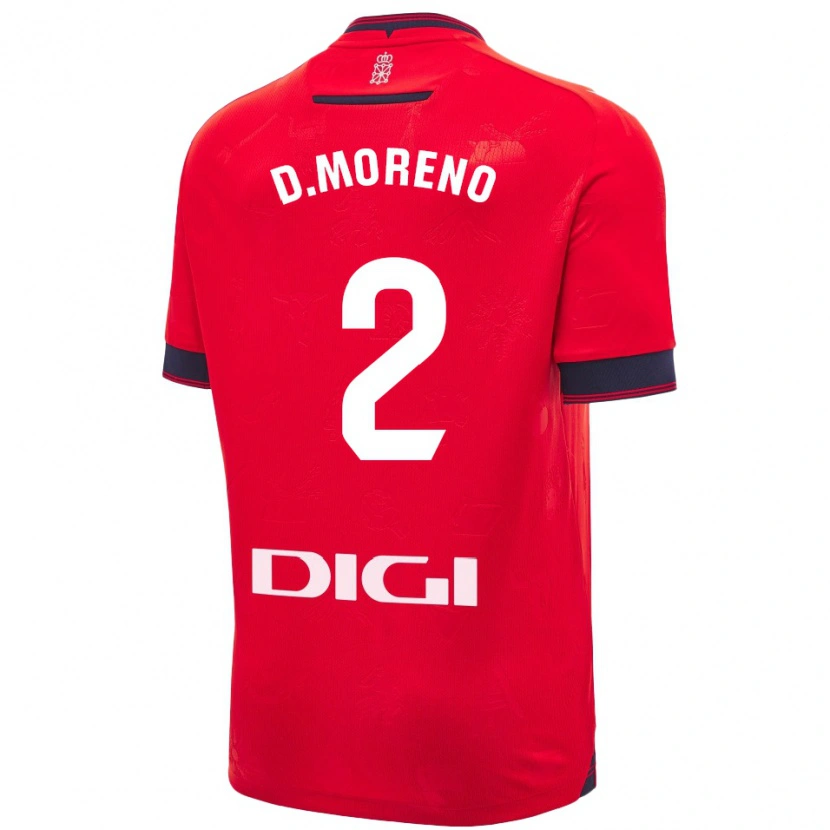 Danxen Niño Camiseta Diego Moreno #2 Rojo Blanco 1ª Equipación 2024/25 La Camisa