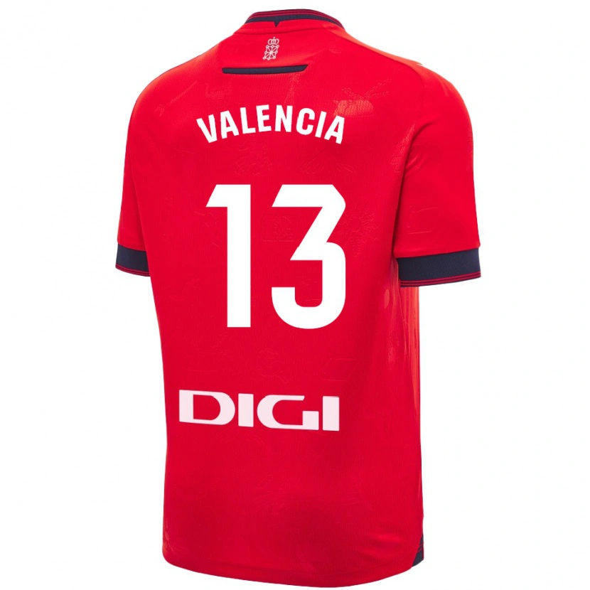 Danxen Niño Camiseta Pablo Valencia #13 Rojo Blanco 1ª Equipación 2024/25 La Camisa