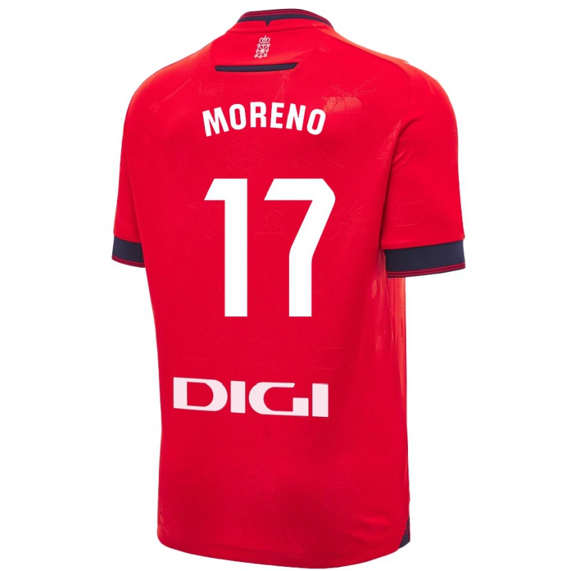 Danxen Niño Camiseta Pablo Moreno #17 Rojo Blanco 1ª Equipación 2024/25 La Camisa