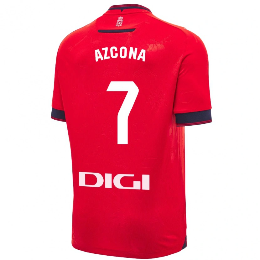 Danxen Niño Camiseta Rubén Azcona #7 Rojo Blanco 1ª Equipación 2024/25 La Camisa