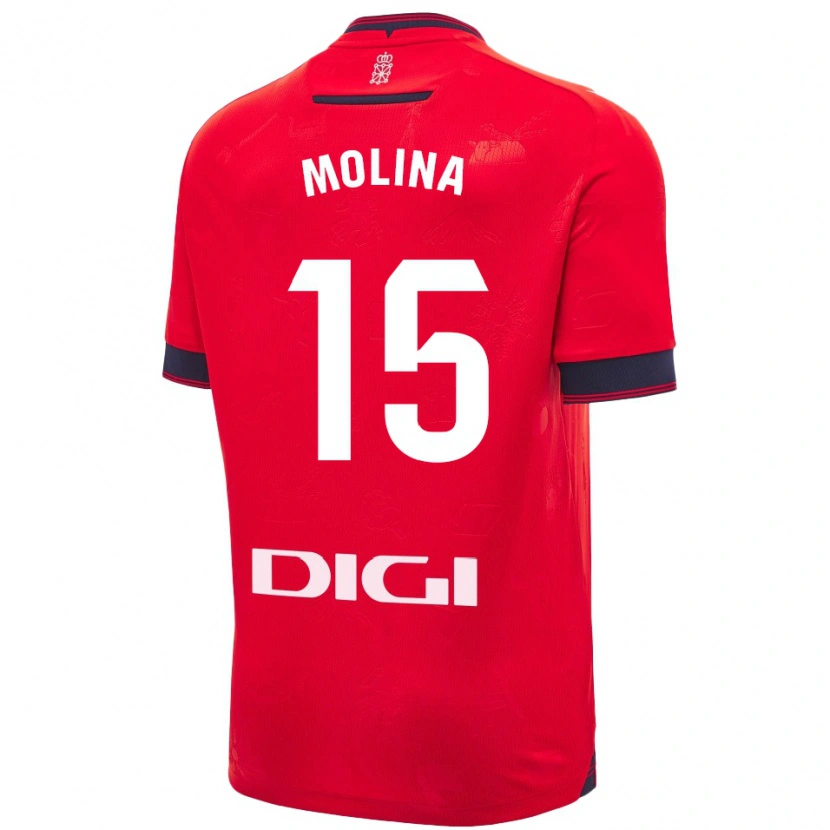 Danxen Niño Camiseta Guillem Molina #15 Rojo Blanco 1ª Equipación 2024/25 La Camisa