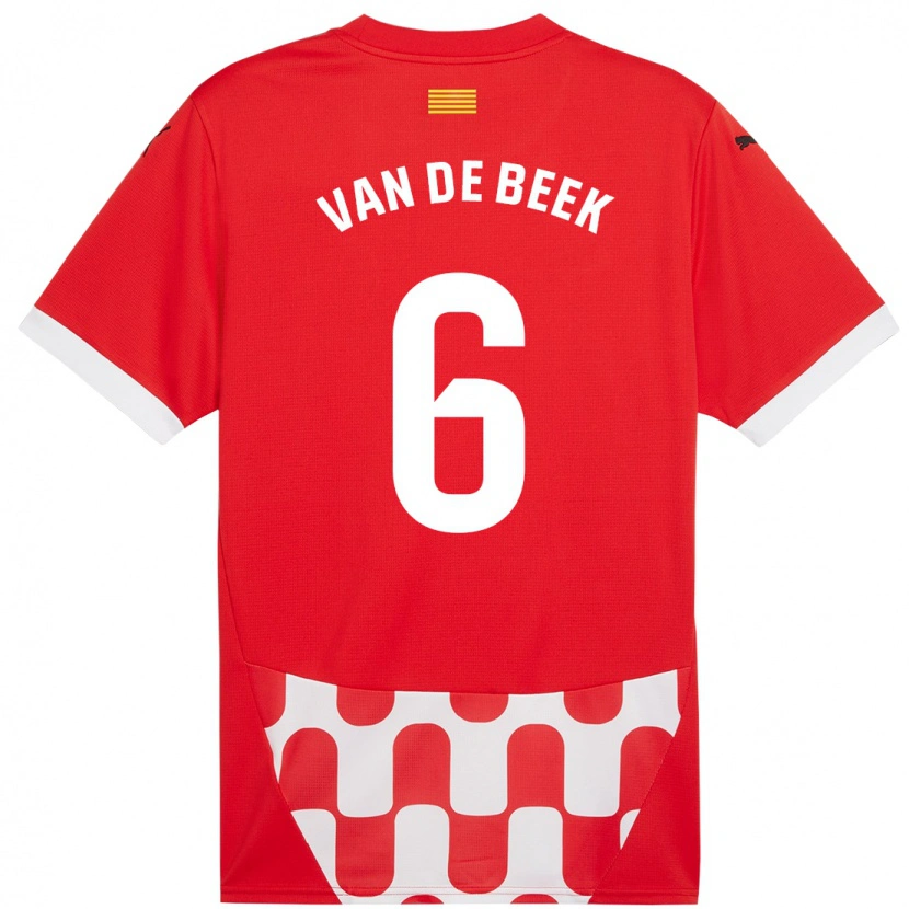 Danxen Niño Camiseta Donny Van De Beek #6 Rojo Blanco 1ª Equipación 2024/25 La Camisa