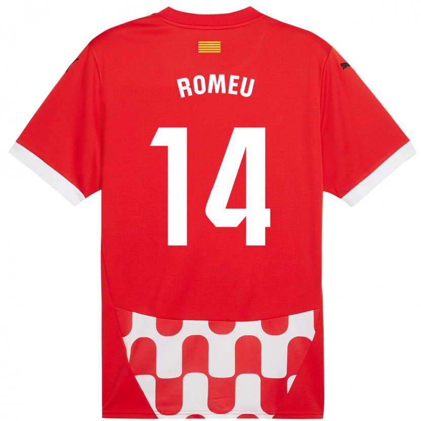 Danxen Niño Camiseta Oriol Romeu #14 Rojo Blanco 1ª Equipación 2024/25 La Camisa