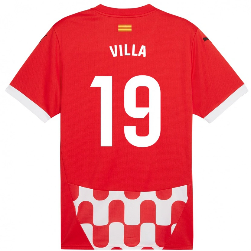 Danxen Niño Camiseta Toni Villa #19 Rojo Blanco 1ª Equipación 2024/25 La Camisa