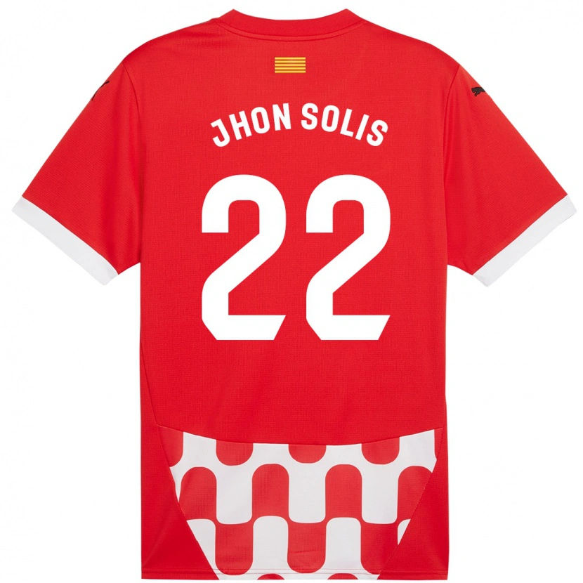 Danxen Niño Camiseta Jhon Solís #22 Rojo Blanco 1ª Equipación 2024/25 La Camisa