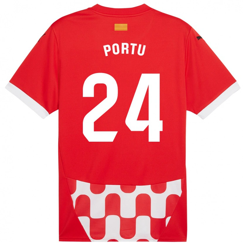 Danxen Niño Camiseta Portu #24 Rojo Blanco 1ª Equipación 2024/25 La Camisa