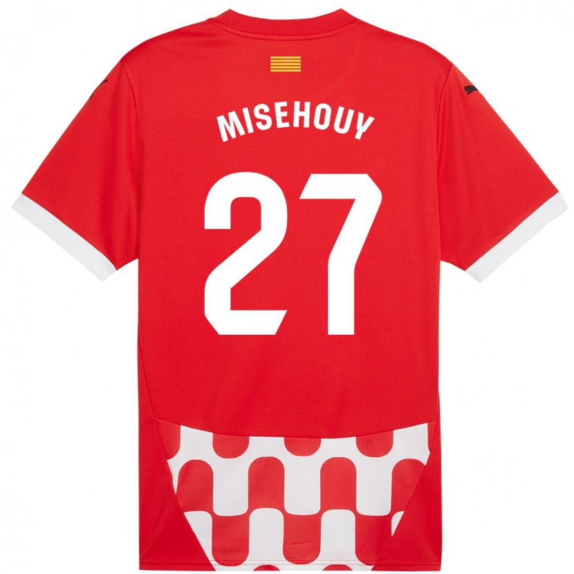 Danxen Niño Camiseta Gabriel Misehouy #27 Rojo Blanco 1ª Equipación 2024/25 La Camisa