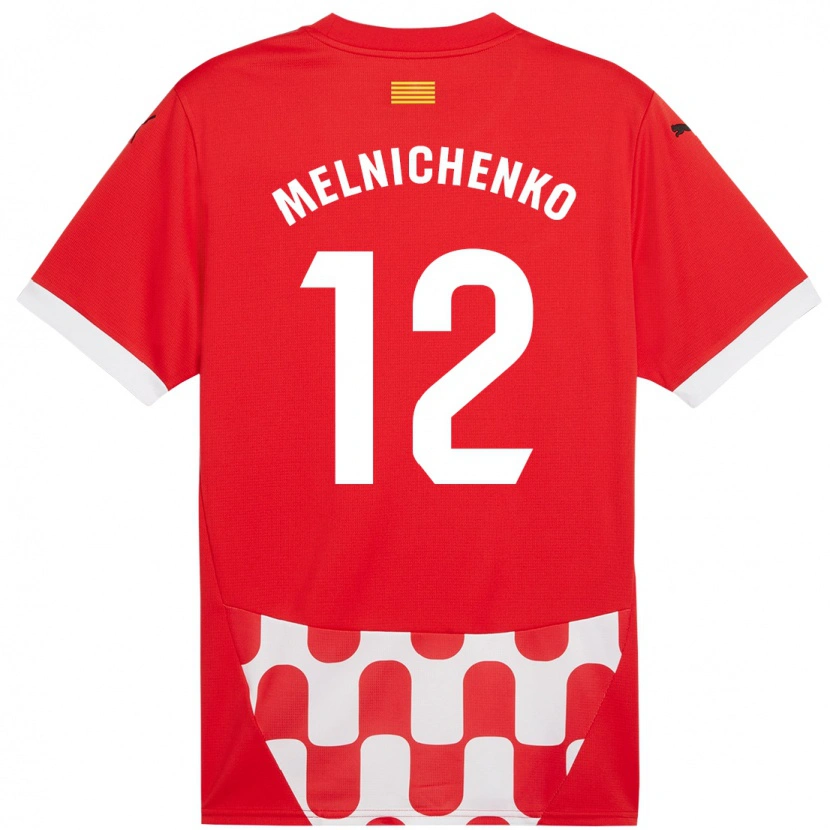 Danxen Niño Camiseta Dmytro Melnichenko #12 Rojo Blanco 1ª Equipación 2024/25 La Camisa