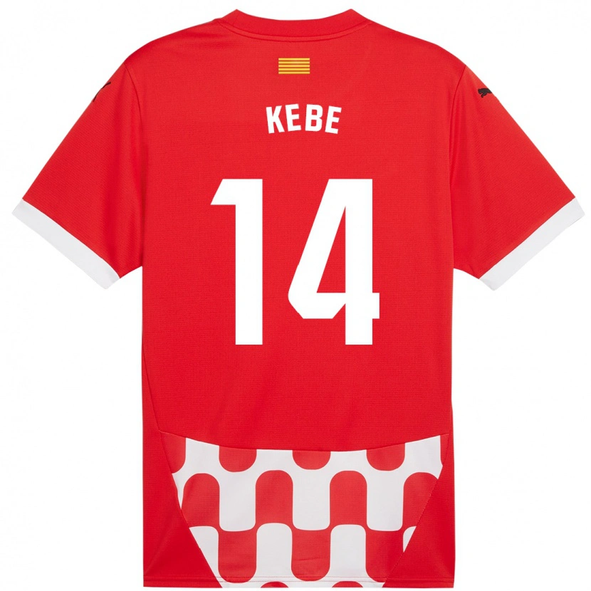 Danxen Niño Camiseta Moussa Kébé #14 Rojo Blanco 1ª Equipación 2024/25 La Camisa