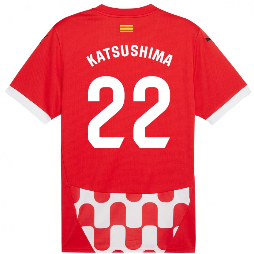 Danxen Niño Camiseta Shinnosuke Katsushima #22 Rojo Blanco 1ª Equipación 2024/25 La Camisa