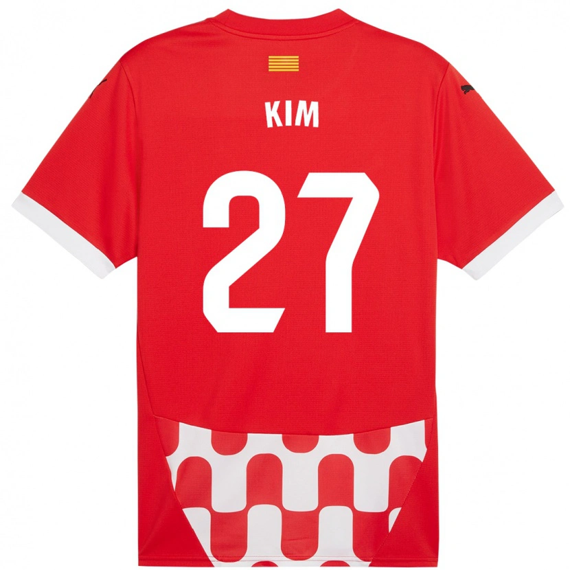 Danxen Niño Camiseta Min-Su Kim #27 Rojo Blanco 1ª Equipación 2024/25 La Camisa