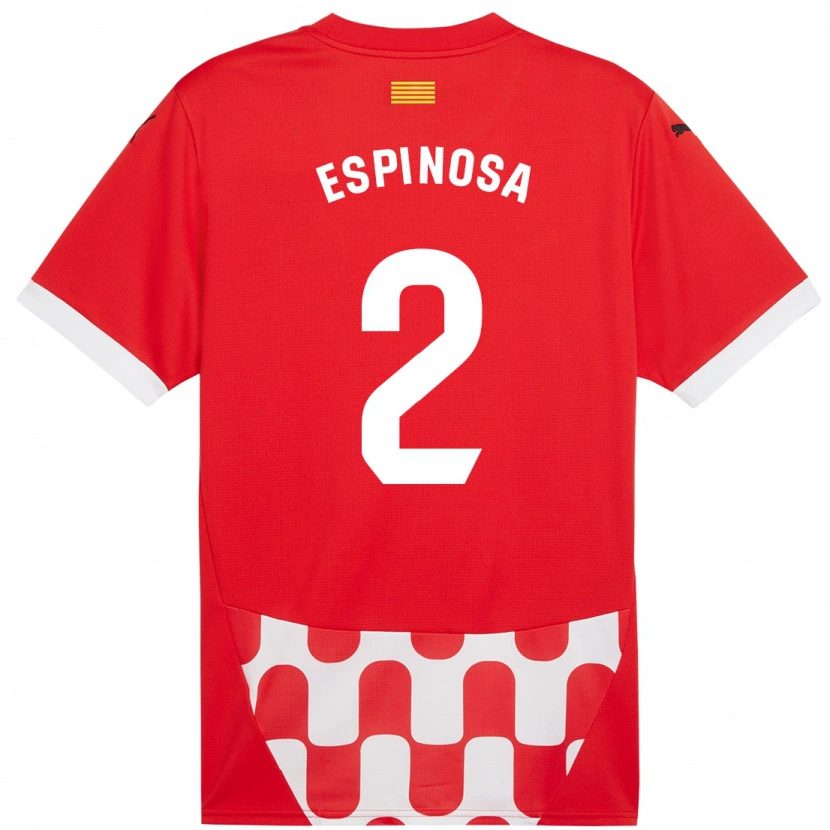 Danxen Niño Camiseta Bernardo Espinosa #2 Rojo Blanco 1ª Equipación 2024/25 La Camisa