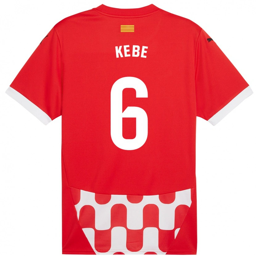 Danxen Niño Camiseta Ibrahima Kébé #6 Rojo Blanco 1ª Equipación 2024/25 La Camisa