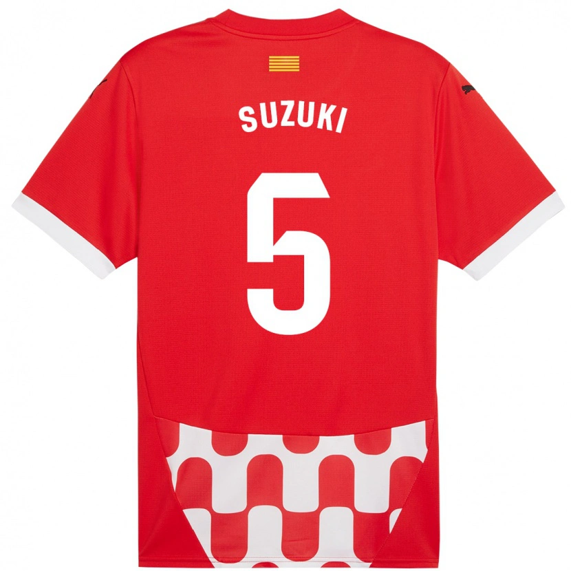 Danxen Niño Camiseta Wadi Ibrahim Suzuki #5 Rojo Blanco 1ª Equipación 2024/25 La Camisa