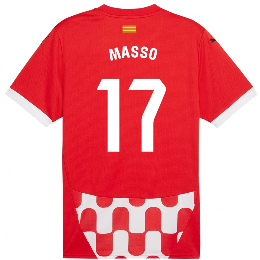 Danxen Niño Camiseta Ainoa Massó #17 Rojo Blanco 1ª Equipación 2024/25 La Camisa