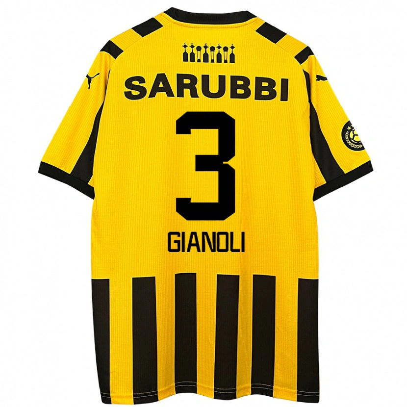 Danxen Niño Camiseta Martín Gianoli #3 Amarillo Negro 1ª Equipación 2024/25 La Camisa