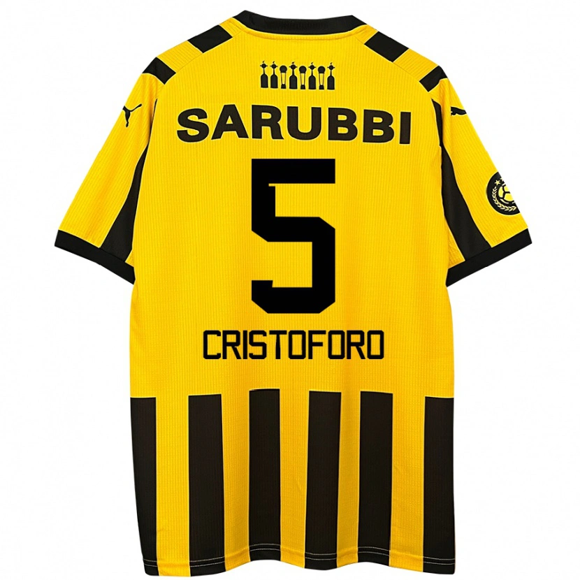 Danxen Niño Camiseta Sebastián Cristóforo #5 Amarillo Negro 1ª Equipación 2024/25 La Camisa