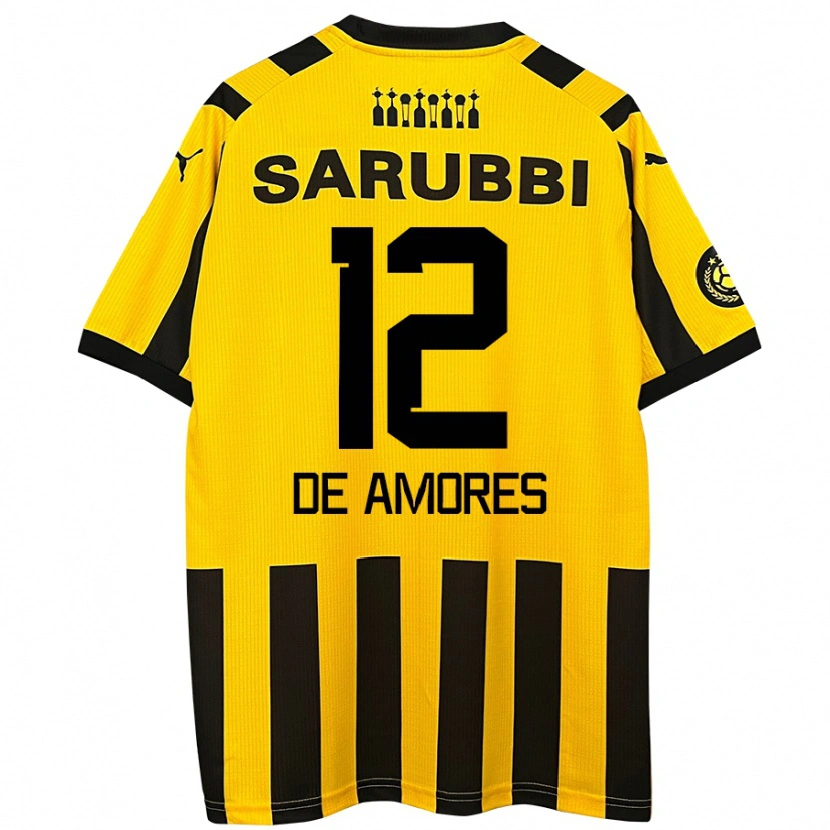 Danxen Niño Camiseta Guillermo De Amores #12 Amarillo Negro 1ª Equipación 2024/25 La Camisa